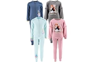 Disney Frozen – Tuta Bambina 3-8 Anni in Misto Cotone | Completo Felpa Girocollo e Pantalone Morbido per Scuola e Tempo Libero