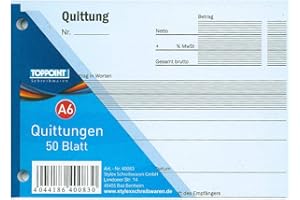 TOPPOINT 10x Stylex Quittungsblock Quittungen 50 Blatt DIN A6