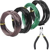 Swpeet 5 Pcs 4 Sizes Bonsai Training Leads, 1/1.5/2/3mm, 164ft Total with Wire Cutter, Aluminum Wire Bonsai Tool Kit, Bonsai