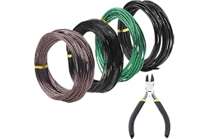 Swpeet 5 st 1/1,5/2/3 mm bonsai träningstråd 164 fot total med trådskärare, aluminiumtråd bonsai verktygssats, tillbehör för inhosuträd