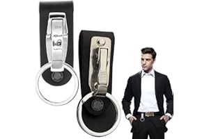 Behone 2 Porte-clés Ceinture, Porte-clés Anneau en Acier Inoxydable, Boucle de ceinture en cuir pour hommes