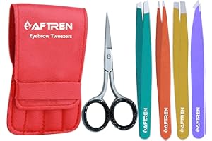 AFTREN Professionelles Augenbrauen-Pinzetten-Set aus Edelstahl, beste Präzisionspinzette für Augenbrauen Zupfen, Gesichtshaare und Mitesser eingewachsene Haarentferner (Mehrfarbig)