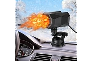 GBOKYN Calefacción de coche, 12 V 150 W Calefacción portátil, Calefacción desempañadora del coche, 2 en 1 ventilador de calefacción y refrigeración rápida descongelador de cristal con giro de 360