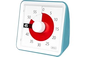TWENTY5 SEVEN Minuteur analogique visuel 60 minutes, compte à rebours sans bruit, outil de gestion du temps pour enfants et adultes, minuteur d'examen, minuteur de cuisine,réunions, bureau, bureau, réunion, bleu