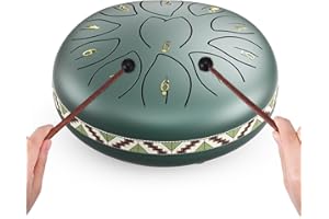 JRADSE Tongue Drum 6 pulgadas 11 Nota Tambu, Tambor de Lengua de Acero, Instrumento de Percusión, handpan de Acero para Educación Musical, Meditación, Yoga, Mejor Regalo para Niños y Adultos Principiantes.