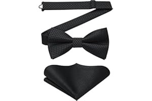 Enlision Męska wstępnie zawiązana muszka - muszka ślubna i poszetka zestaw jednolity kolor satynowe muszki chusteczka dickie muszki dla mężczyzn z pudełkiem prezentowym