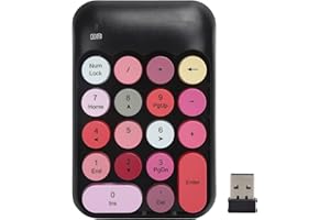 Yunseity Tastierino Numerico Meccanico, Tastierino Numerico a 18 Tasti Wireless 2.4G, Tastiera Tastierino Numerico Retrò a Colori Misti, per PC, Laptop, Notebook, Ecc.(Nero e rosa)