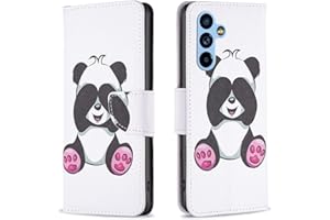 Thoankj Samsung A14 Phone Case, Flip Shockproof PU Leather Wallet Cases with Stand Magnetic Card Holder Gel TPU Silicone Bumper Folio Slim Protective Cover for Samsung Galaxy A14 4G/5G Panda