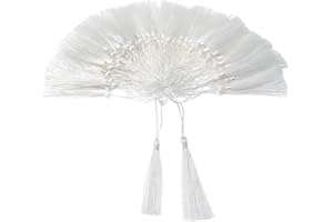 VAPKER 100 Pieces White Tassels 13cm/5-Inch Silky Handmade Soft Tassels Floss Bookmark Tassels with 2-Inch Cord Loop for Jewelry Making, DIY Projects, Bookmarks