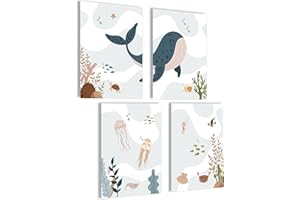 mojoliving Poster d'animaux marins pour chambre d'enfant garçon - Tableaux muraux pour chambre d'enfant - Images d'animaux - Décoration pour chambre d'enfant - Images d'animaux marins - Décoration