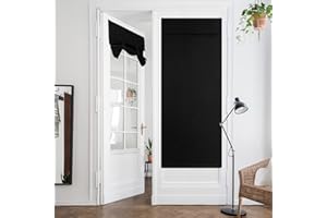 HOMEIDEAS French Door Curtains, Privacy Small Window Curtains, 26 X 68 Inch Thermal Insulated Tie Up Shades for Bedroom, 1 Panel, Black