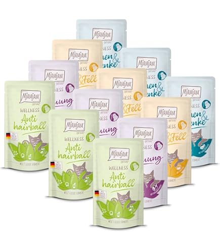 MjAMjAM - premium natvoer voor katten - sappige kip en wilde zalm, pak van 6 (6 x 200 g), graanvrij met extra vlees