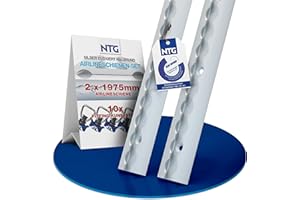 NTG Riel de amarre redondo de aluminio de 2 x 2 m, forma semicircular, 2 m 1975 mm, con 10 accesorios de plástico, para camiones y autocaravanas, color plateado anodizado