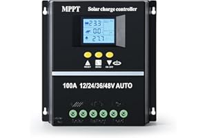 BuyWeek 100A Regulador de Carga Solar MPPT 12V 24V 36V 48V Controlador de Carga Solar con dual USB e Pantalla LCD, Inteligente Regulador Solar para Plomo ácido/Litio, Máx 100V