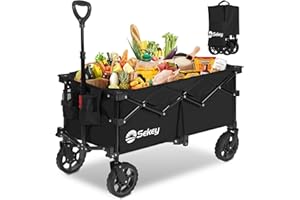Sekey XL Chariot de Jardin 135L Pliable, Charrette de Transport, Chariot Pliable Compact, Pliable, Noir