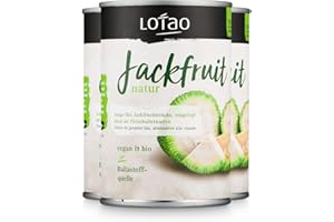 ‎LOTAO LOTAO Bio Jackfruit Natur: Junge Jackfrucht-Stücke in der Dose 3x400g | Veganer Fleischersatz: Frisch, natürlich und ohne Zusatzstoffe oder Soja | Ideal für vegane Rouladen, Gulasch, Curry und Co.