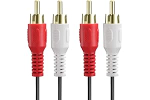 Fosmon Kabel męski 2RCA na 2RCA męski (1,8 m/6FT), kompozytowy kabel audio stereo RCA [prawy/lewy] 2 wtyczki RCA M/M złącze czerwony i biały do odbiornika A/V, wzmacniacza, projektora, kina domowego