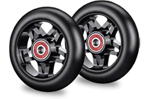 Mehomei Roues de Trottinette 100mm 88A avec ABEC 7 Roulements, Paire de Roues de Scooter Compatible avec Land Surfer Prodigy Apollo JD Bug Trottinette Stunt, Noir, 2Pcs