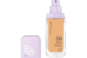 Maybelline New York Super Stay Lumi Matte Foundation, długotrwały, ultra-świeży wygląd z matowym wykończeniem, rozkładany i odbijający światło podkład, kolor: 128 średni, ciepły, Superstay