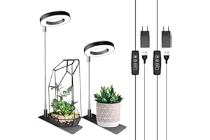‎WIAXULAY Wiaxulay LED Pflanzenlampe Vollspektrum für Zimmerpflanzen Grow Light mit 3 Modi volles Spektrum, 10 Helligkeiten, 3/9/12Hrs Timer, Pflanzenlicht, höhenverstellbares Pflanzenlichter Sockel, 2 Stücke