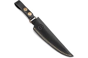 ANGUS STOKE Lyndon Étui à couteaux en cuir de qualité supérieure avec articulation en métal et dragonne en cuir pour la chasse, les loisirs et la cuisine