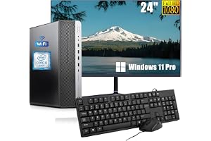 HP EliteDesk 800 G3 SFF - Ordenador de sobremesa con Monitor de 24 Pulgadas, Intel Core i5-6600, 16 GB de RAM, 256 GB SSD, WiFi, Bluetooth, Teclado QWERTY de EE.UU., Windows 11 Pro (reacondicionado)