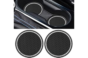 RICKMASK 2 Pezzi Sottobicchieri da Auto Universale,Antiscivolo,7 cm di Diametro, Universali Car Coaster con Cristalli Brillantini Accessori per Portabicchieri Portabicchieri(Nero)
