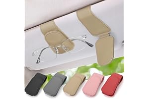 JINYJIA Brillenhalter für Auto,Leder Sonnenbrillenhalter Auto,Auto Brillenhalter Universal,Magnetische Adsorption Sonnenbrillen Halterung für Auto,Sonnenbrillenhalterung Auto für Autovisier-Beige