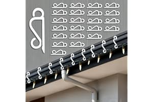 Gutter Hooks for Outdoor Lights, Isisyu 60 Pcs Slip-resistant Christmas Light Gutter Clips with Reusable, Weatherproof, Plastic, Flexible, Durable for Hanging Xmas Icicle Curtain Fairy Lights