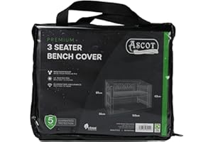 ASCOT GARDEN FURNITURE COVERS Ascot Premium 1.5m(5ft) 3 Seater Bench Cover - 160 X66 X 63/89 (H) cm Deep Black