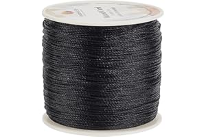 PH PandaHall 106m 0.5mm Filo di Poliestere Cerato Nero Filo Cerato per Bracciali Macrame, Cordini in Poliestere Cerato per Creazione di Gioielli Cavigliere Perline Collane Artigianato