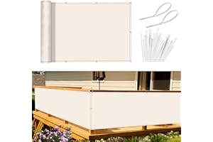 Sunnylaxx Balcony Privacy Screen 75x600 cm Fence Screen for Balcony and Patio, Balcony Cover, PES(170g/㎡) Water-Repellent Wind Protection, with Rope and Aluminium Eyelets Cream