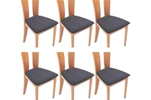 TIANSHU Fundas de Asiento de Silla Jacquard de Licra, ExtraíBles, Lavables, EláSticas, Fundas de CojíN para Sillas de Comedor (Paquete de 6,Gris)