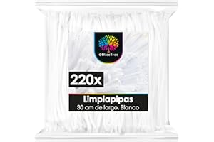 OfficeTree 220 x Limpiapipas Blanco - 30 cm - Limpia Pipas para Manualidades - Flexible y Estable Limpiapipas Manualidades - Pipe Cleaner Crafts - Limpiapipas Colores Blanco