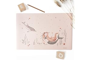 COVERYOURDESK WWW.COVER-YOUR-DESK.DE Sous-main pour enfant - « Sirène » - En vinyle de qualité supérieure (sans BPA) - 60 x 40 cm - Fabriqué en Allemagne