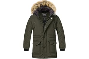 ZSHOW Giacca Invernale Caldo Antivento Parka Media Lunghezza Giubbotto con Cappuccio Pelliccia Capispalla Imbottito Idrorepellente Bambino