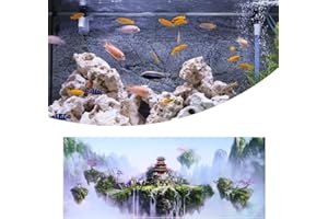 Qinlorgo Póster de Fondo de pecera, póster de Acuario, Acuario Impermeable para pecera(61 * 30cm)