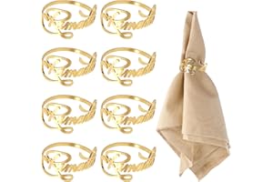 DKINY Ramadan Napkin Rings Set of 8, Gold Napkin Ring Holders, Metal Napkin Buckles Serviette Rings, Table Setting Table Decoration for Ramadan Islamic Muslim Eid Mubarak Wedding Party