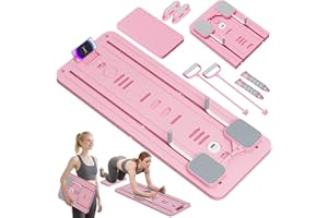 Pilates Board, Orabuth Faltbarer Pilates Reformer Maschine Set Für Zuhause, Multifunktionales Core-Trainingsgerät Mit Automatischer Rückprallroll und Handyhalter Für Home Workout Equipment