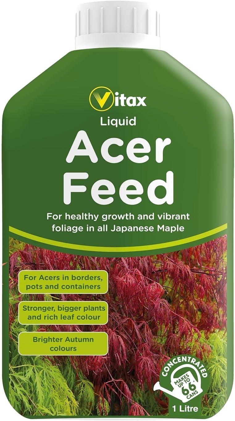 Vitax Liquid Acer Tree Feed, Promotes Healthy Leaf & Root Growth, Suitable For Borders, Pots & Containers 1 Litre (makes 300L of Feed)