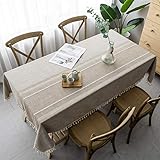 Pahajim Tovaglia Rettangolare Tovaglia di Cotone Antimacchia Tovaglia di Lino Lavabile Design a Frange Adatto cucina, Esterno
