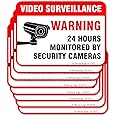 Video Surveillance 8 Pack Warning Sign Sticker Decal Camera Alarm System 2.5 x 3.5 inch 6 Mil Adhesive Under 24 Hours Security Laminated UV Protected