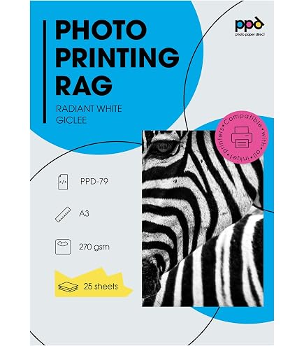 Papier Photo Mat KODAK Fine Art - Pack De 20 Feuilles A4, 340g/m², Pour Impressions Jet D'encre Qualité Premium