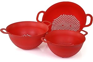 Mintra Home Lot de 3 passoires en plastique avec poignées doubles solides et bol profond, sans BPA pour pâtes, nouilles, spaghettis, légumes
