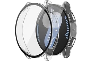 Misxi 2 Piezas Funda Protectora Pantalla de PC Duro para Samsung Galaxy Watch 7 44mm, Ultra-delgada Cubierta Resistente a los Arañazos con Cristal Templado para Galaxy Watch7, Transparente