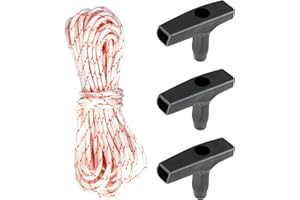 JOYRAY 10 Meters Lawnmower Pull Cord Set 4.0mm Nylon Recoil Starter Rope Universal Replacement Strap Ropes Kit with 3 Black Handles for Gasoline Engine Work Tools Craftsman Chainsaw Lawn Mower Trimmer Use