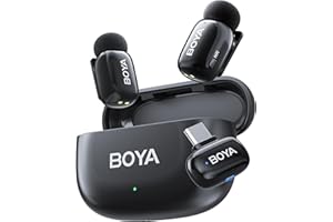 Boya Mini bezprzewodowy mikrofon krawatowy do iPhone’a 15/16, urządzeń z Androidem, USB-C, 2 ultra mini, z redukcją szumów, zmiana głosu AI, klapowy, do vlogowania, TikToka, YouTube, twórców treści