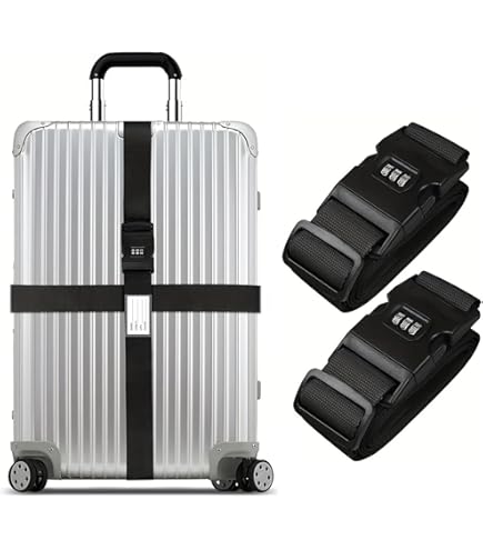 2 Cinghie Per Valigia Con Lucchetto - Tracolla Regolabile 5x200 Cm Arcobaleno - Foto 5