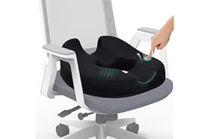 ‎ZHOOGE Sitzkissen Orthopädisch Sitzring HämorrhoidenSteißbein Kissen, Donut Sitzring, Orthopädisches Sitzkissen, Memory Foam Steißbeinkissen für Auto, Sofa, Büro & Rollstuhl, A-Schwarz, Standard