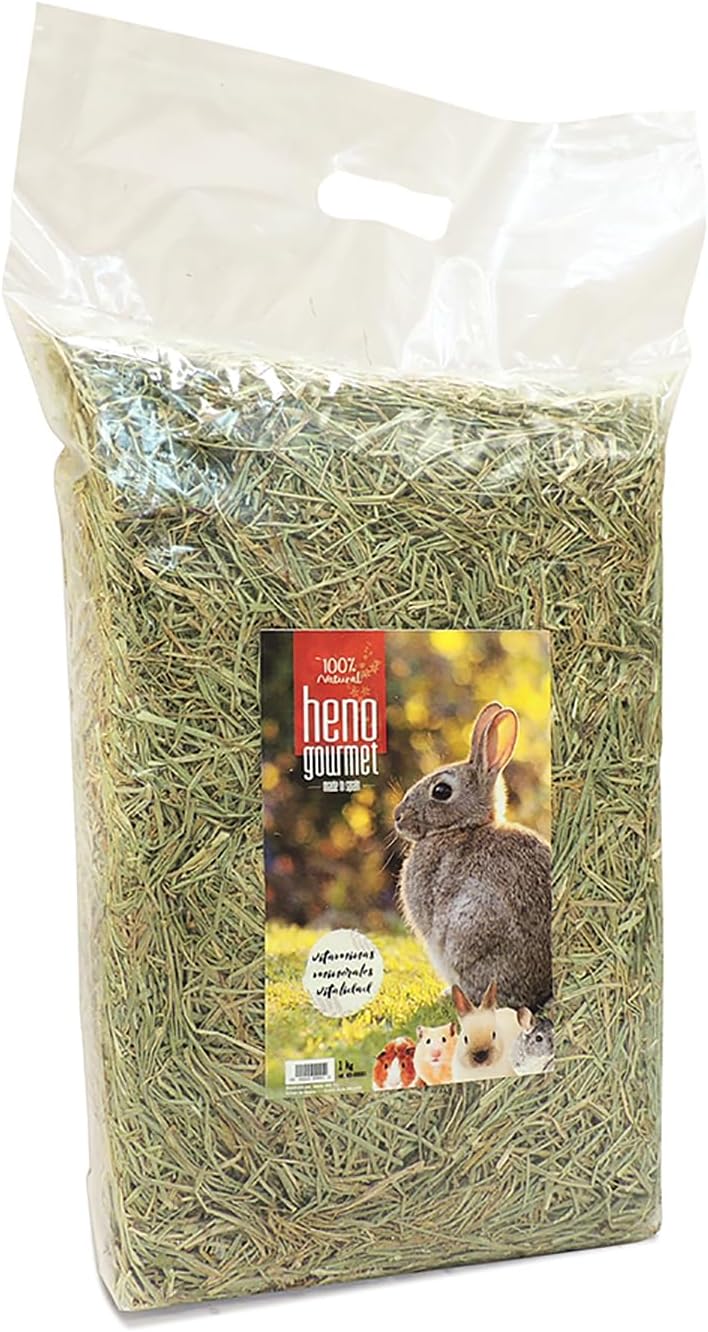 HENO Gourmet - Heno Natural para Conejos y Roedores, 1 kg, Rico en Fibra y Hierbas Naturales, Apoya la Salud Dental y Digestiva, Ideal para Cobayas, Chinchillas y Hurones